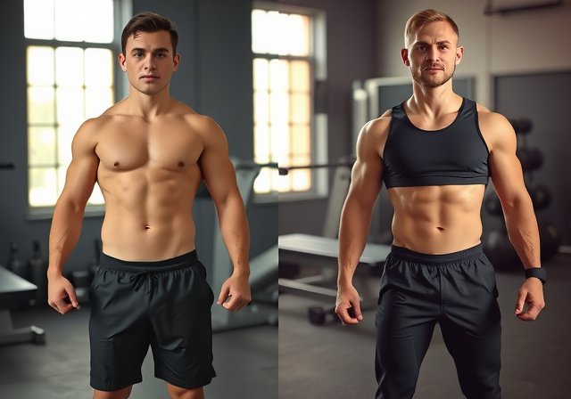 Transformación antes y después: persona motivada en gimnasio Madrid